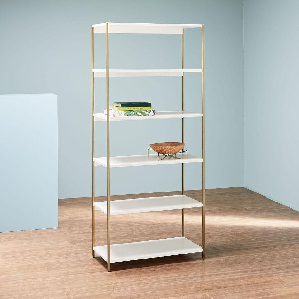 Zane Wide Bookshelf White west elm United Kingdom